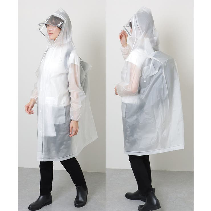 Lace Ladies レインコート カッパ 配色 ライン フーデット