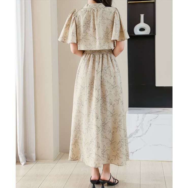 ボタニカル柄 ボウタイ付き ケープ風 | レースレディース  | 詳細画像12 