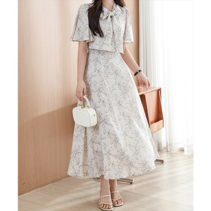 ボタニカル柄 ボウタイ付き ケープ風 | レースレディース  | 詳細画像15 