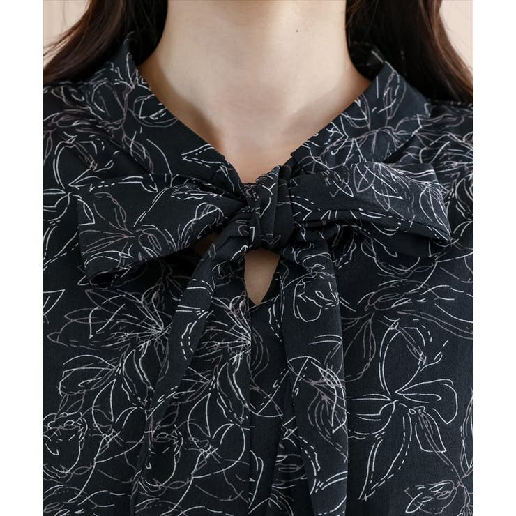 ボタニカル柄 ボウタイ付き ケープ風 | レースレディース  | 詳細画像18 