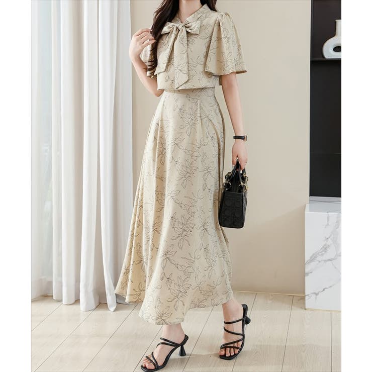 ボタニカル柄 ボウタイ付き ケープ風 | レースレディース  | 詳細画像9 