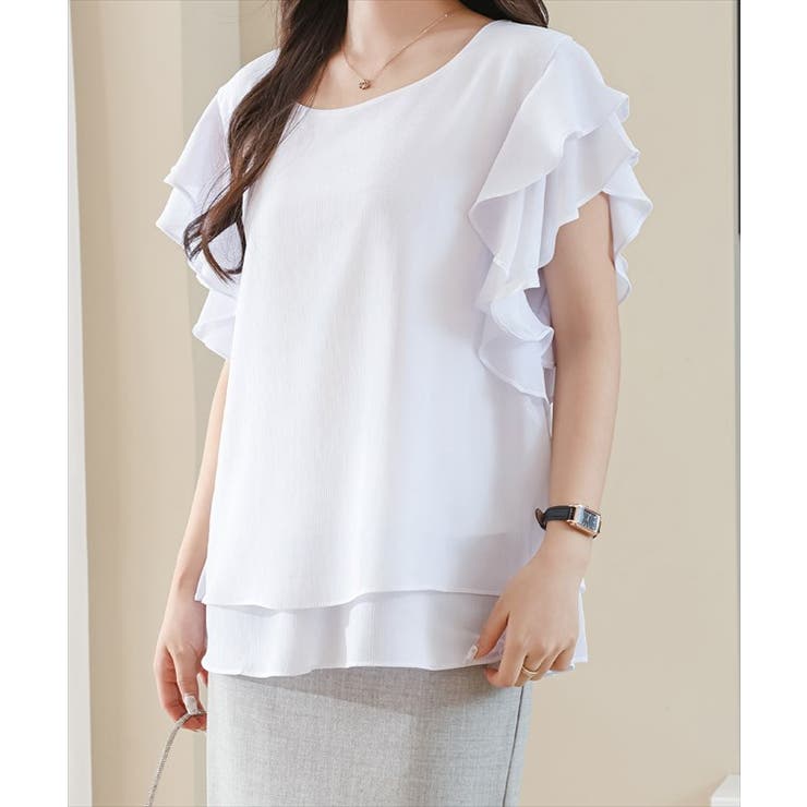 ラウンドネック ラッフルフリル 半袖 | レースレディース  | 詳細画像15 