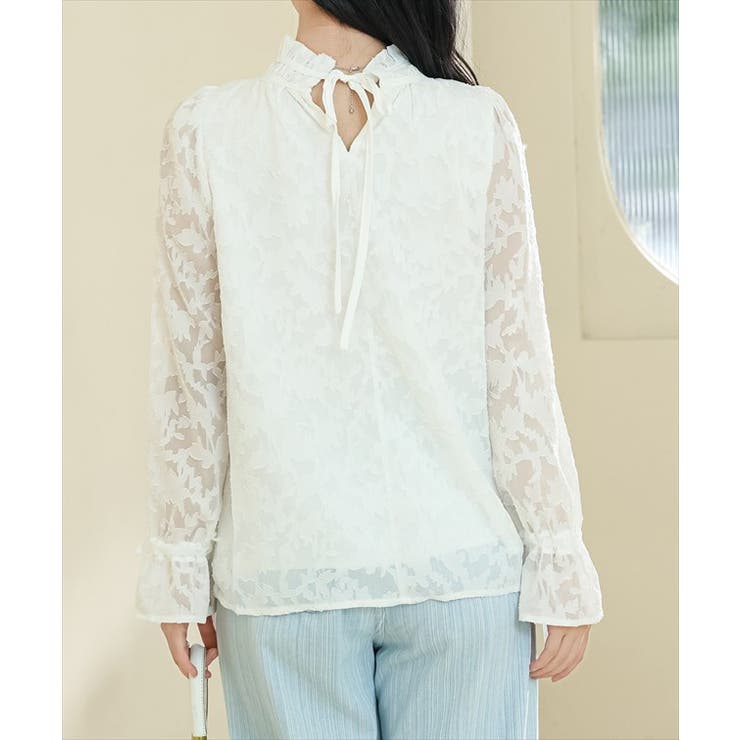 プチハイネック 花柄 レース[品番：LCLW0006852]｜レース