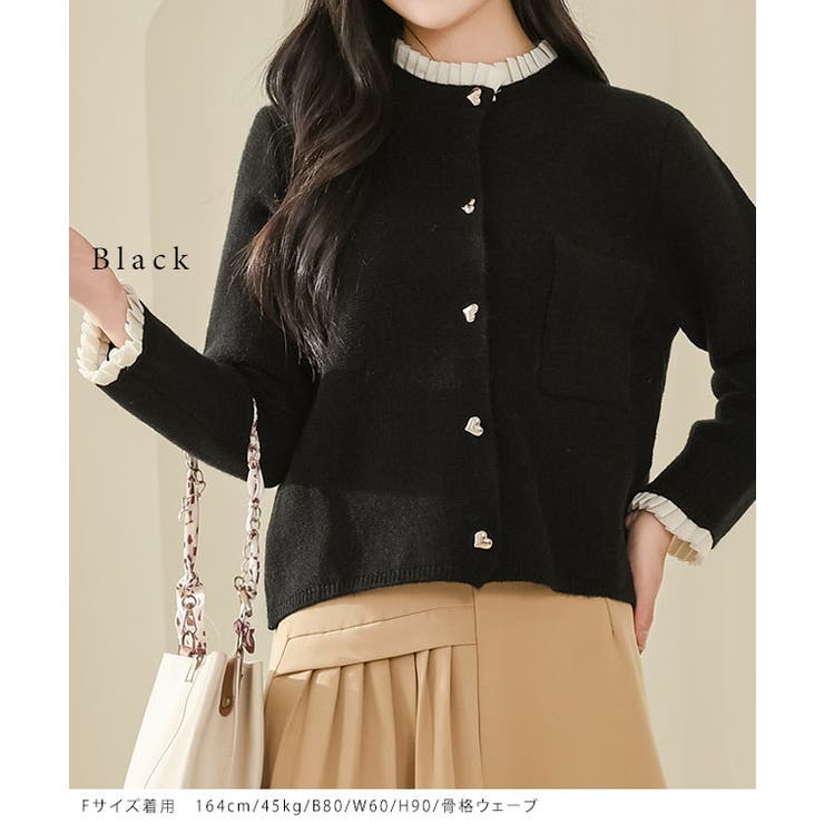 フェイクレイヤード ハートボタン 長袖 | レースレディース  | 詳細画像3 