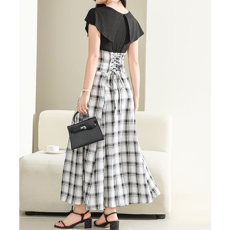 ビッグカラー チェック柄 ハイウエスト | レースレディース  | 詳細画像7 