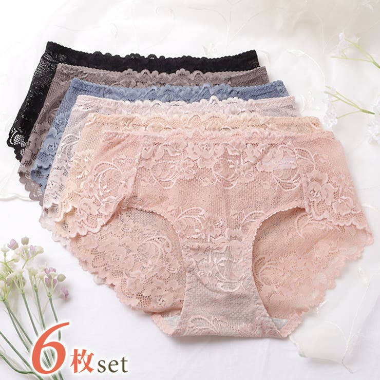 【6枚セット】総レース花柄ショーツ 女性 レディース | レースレディース  | 詳細画像1 