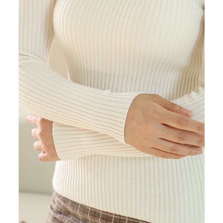 ソリッドカラー スクエアネック 長袖[品番：LCLW0007073]｜レース