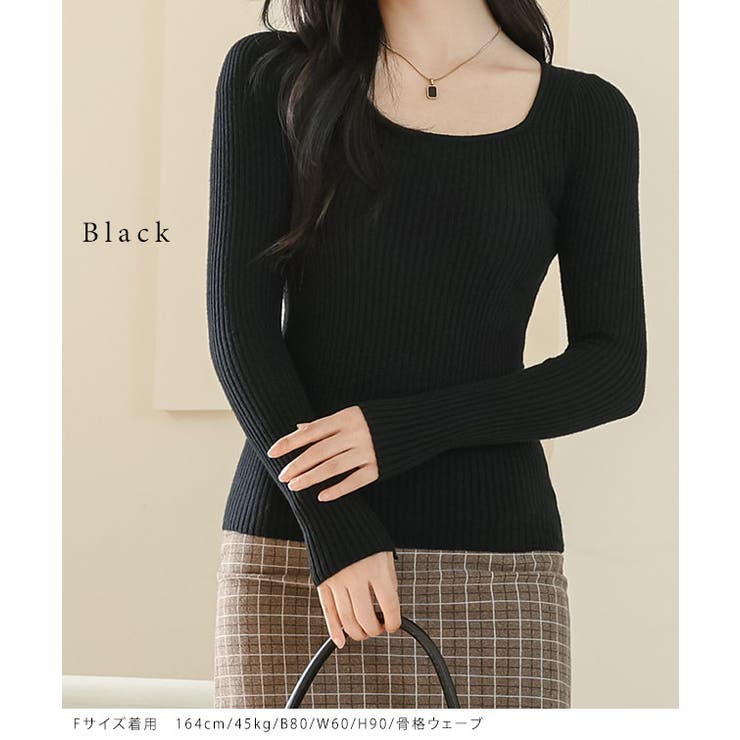 ソリッドカラー スクエアネック 長袖 | レースレディース  | 詳細画像3 