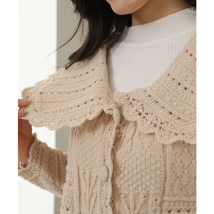 ビッグカラー パッチワーク風 透かし編み | レースレディース  | 詳細画像16 