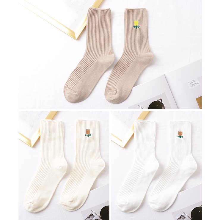 【6足セット】選べる2タイプ チューリップ 刺繍 | レースレディース  | 詳細画像4 