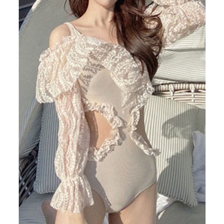 レースドッキング キャンディ袖 Vネック | レースレディース  | 詳細画像7 