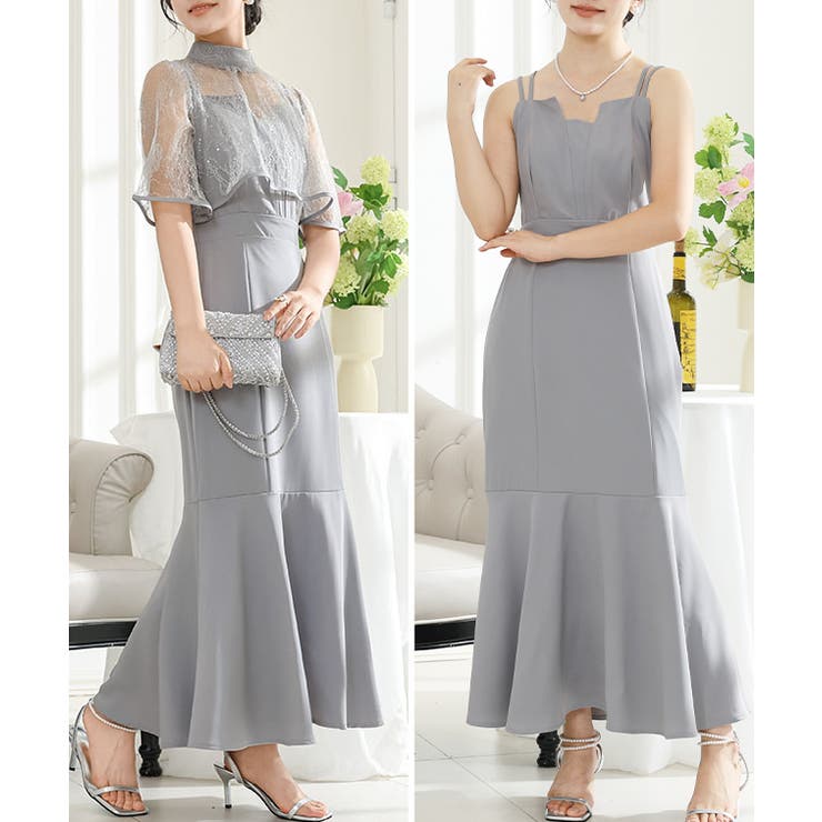レース ボレロ付き Vスリット[品番：LCLW0007387]｜レース