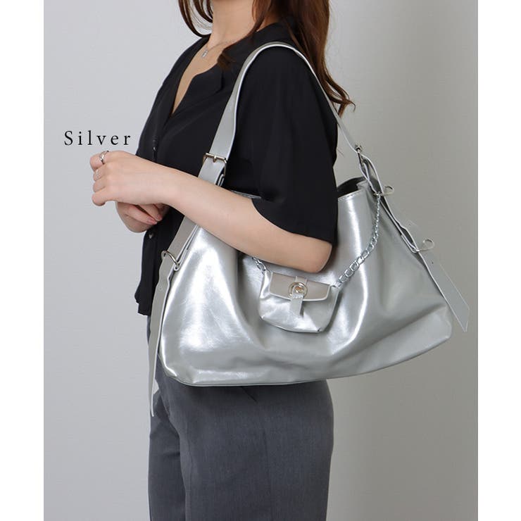 ミニポーチ付き フェイクレザー スクエア | レースレディース  | 詳細画像9 