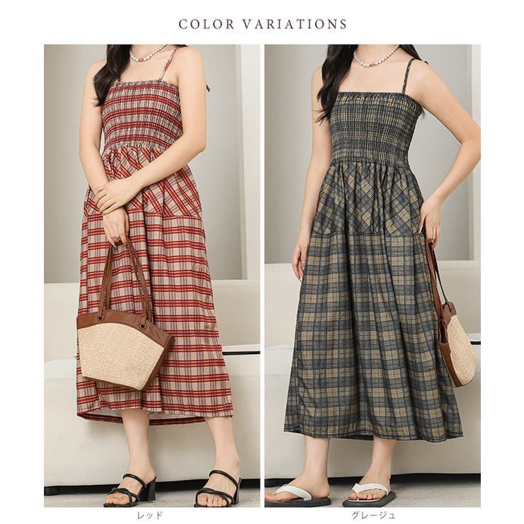 チェック柄 シャーリング キャミソール | レースレディース  | 詳細画像2 