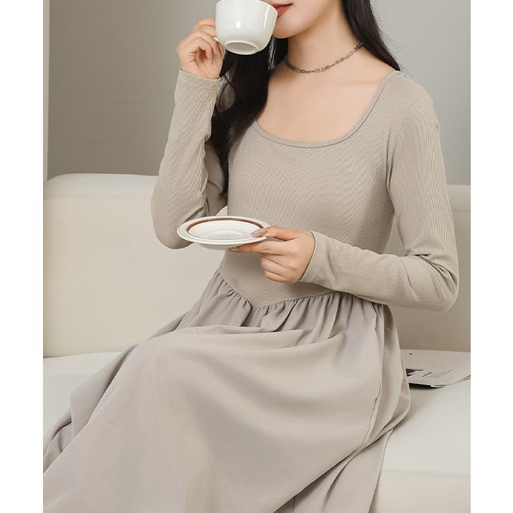 ラウンドネック 切り替え ギャザー | レースレディース  | 詳細画像15 