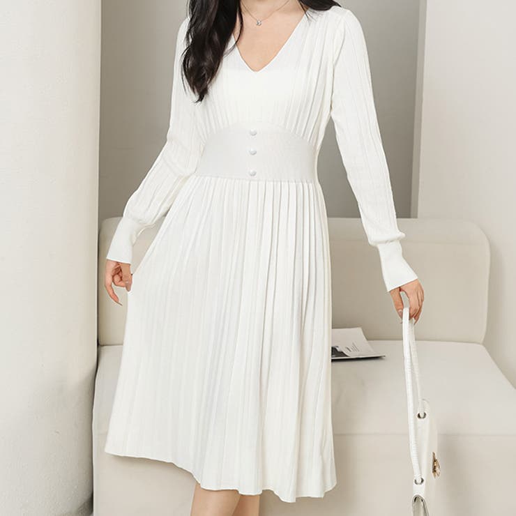 Vネック ハイウエスト プリーツ | レースレディース  | 詳細画像1 