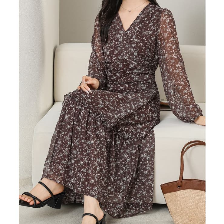 小花柄 Vネック シフォン | レースレディース  | 詳細画像11 