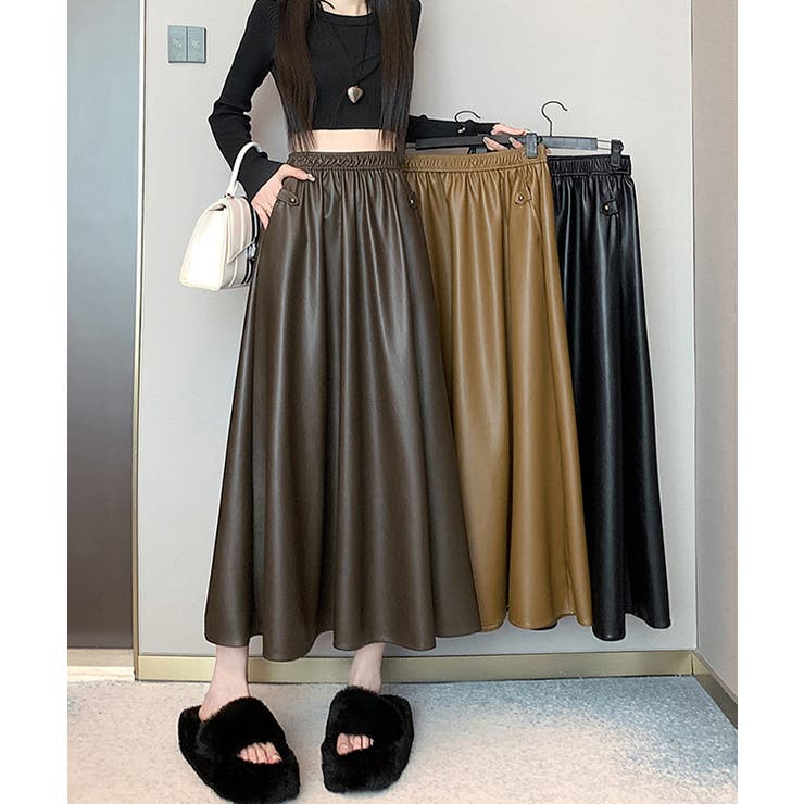 ハイウエスト レザー調 Aライン | レースレディース  | 詳細画像10 