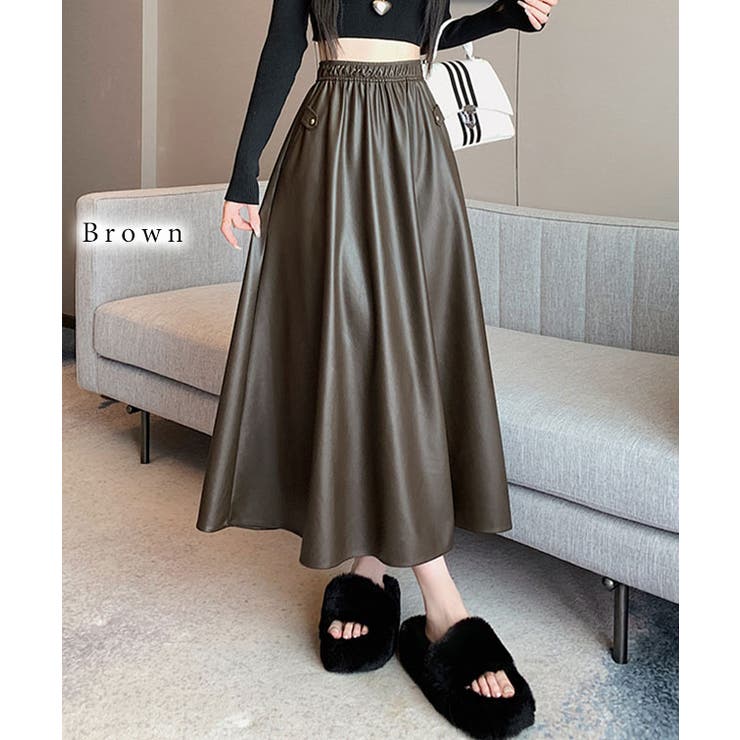 ハイウエスト レザー調 Aライン | レースレディース  | 詳細画像8 