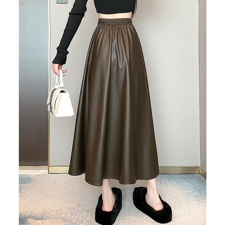 ハイウエスト レザー調 Aライン | レースレディース  | 詳細画像9 