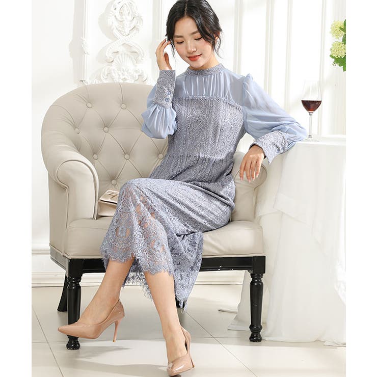 クラシカルレース Iライン シフォン[品番：LCLW0007673]｜レース