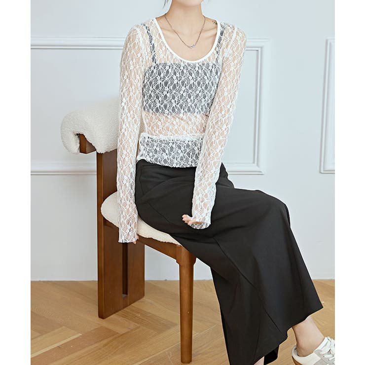 ラウンドネック ストレッチ レース | レースレディース  | 詳細画像15 