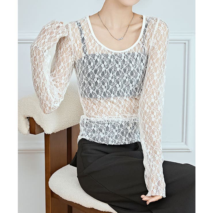 ラウンドネック ストレッチ レース | レースレディース  | 詳細画像16 