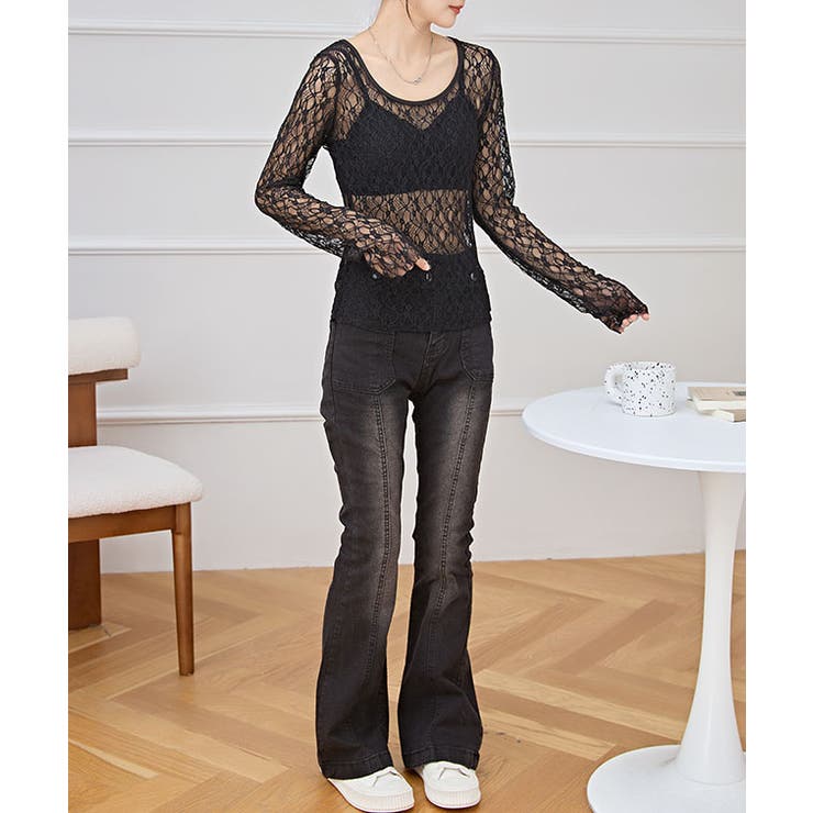 ラウンドネック ストレッチ レース | レースレディース  | 詳細画像4 