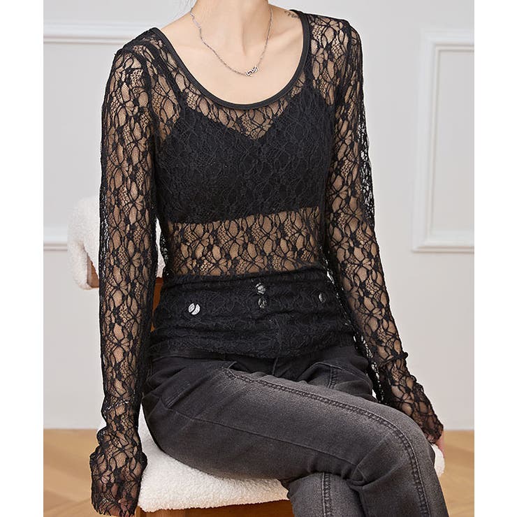 ラウンドネック ストレッチ レース | レースレディース  | 詳細画像8 