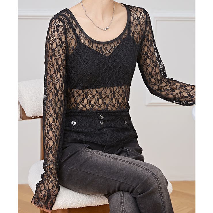 ラウンドネック ストレッチ レース | レースレディース  | 詳細画像9 