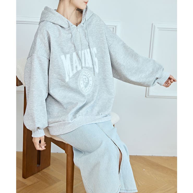 カレッジロゴ オーバーサイズ ハーフジップ | レースレディース  | 詳細画像11 