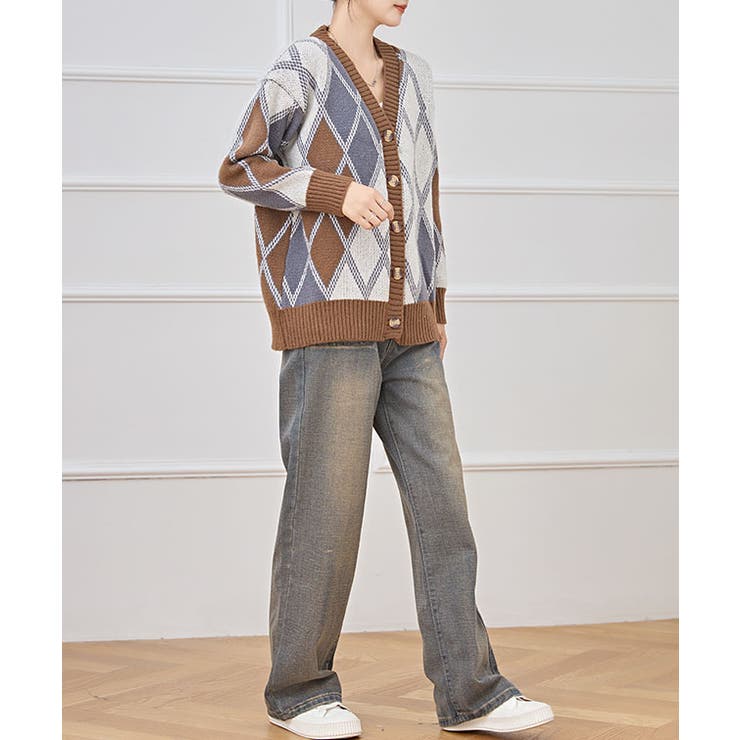 Vネック 配色 ダイヤ柄 | レースレディース  | 詳細画像3 