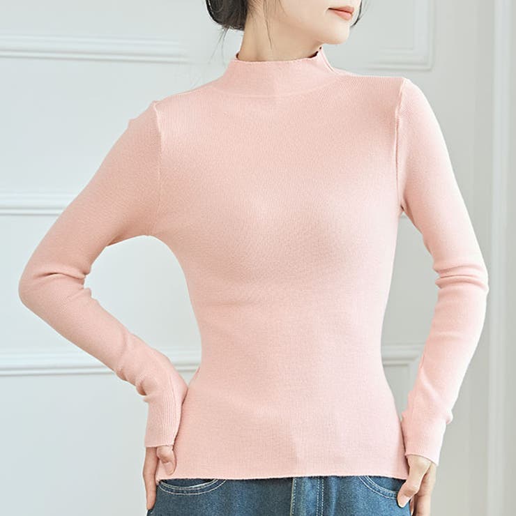 ソリッドカラー プチハイネック レイヤード風 | レースレディース  | 詳細画像1 