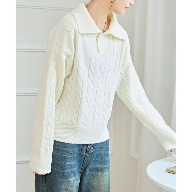 ケーブル柄 襟付き 長袖 | レースレディース  | 詳細画像13 