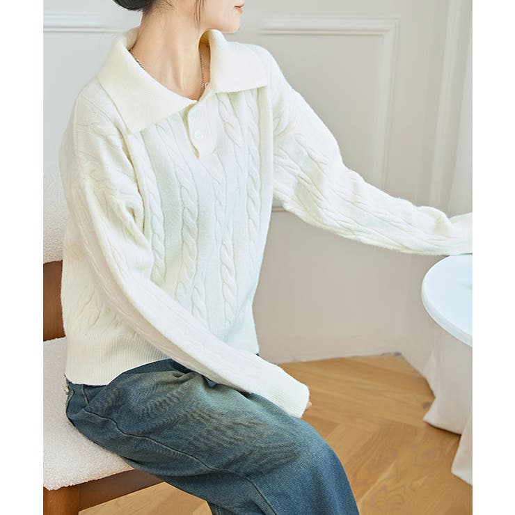 ケーブル柄 襟付き 長袖 | レースレディース  | 詳細画像15 