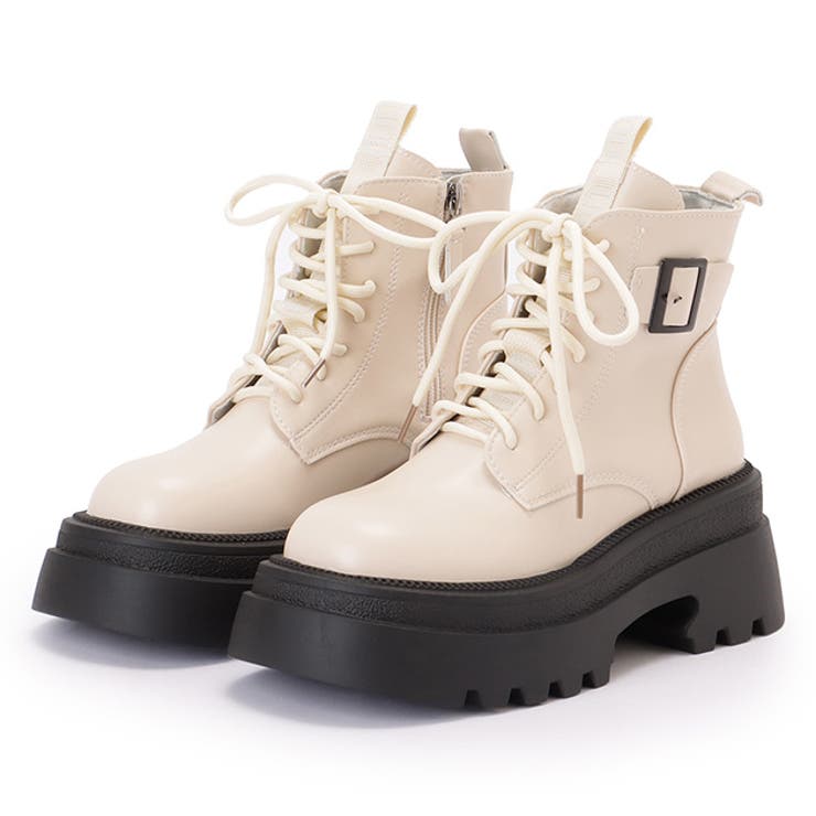 サイドベルト レースアップ 厚底[品番：LCLW0007758]｜レース