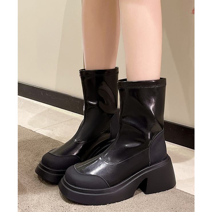 ラウンドトゥ ブロッキング 厚底 | レースレディース  | 詳細画像4 