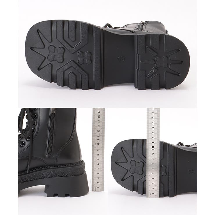 LEATHER LACE-UP CHUNKY BOOTS 分厚いレザーレースアップブーツ