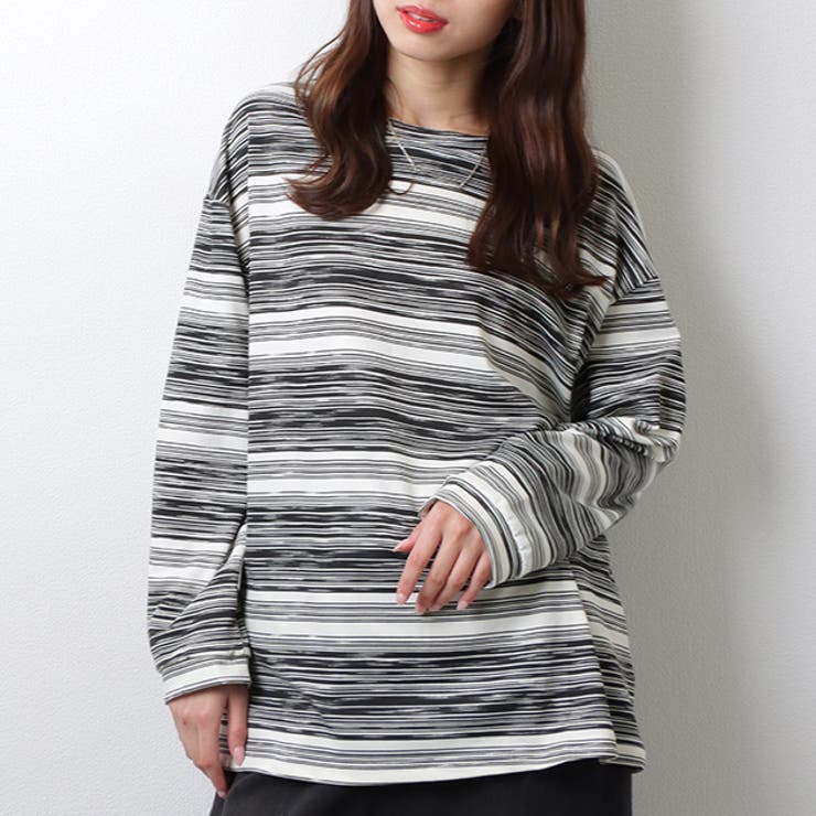 ラウンドネック マルチボーダー 長袖 | レースレディース  | 詳細画像1 