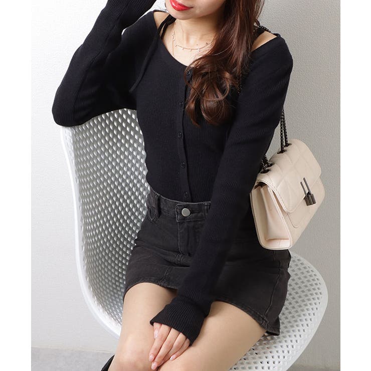 ソリッドカラー ショルダーリボン クロップド | レースレディース  | 詳細画像7 