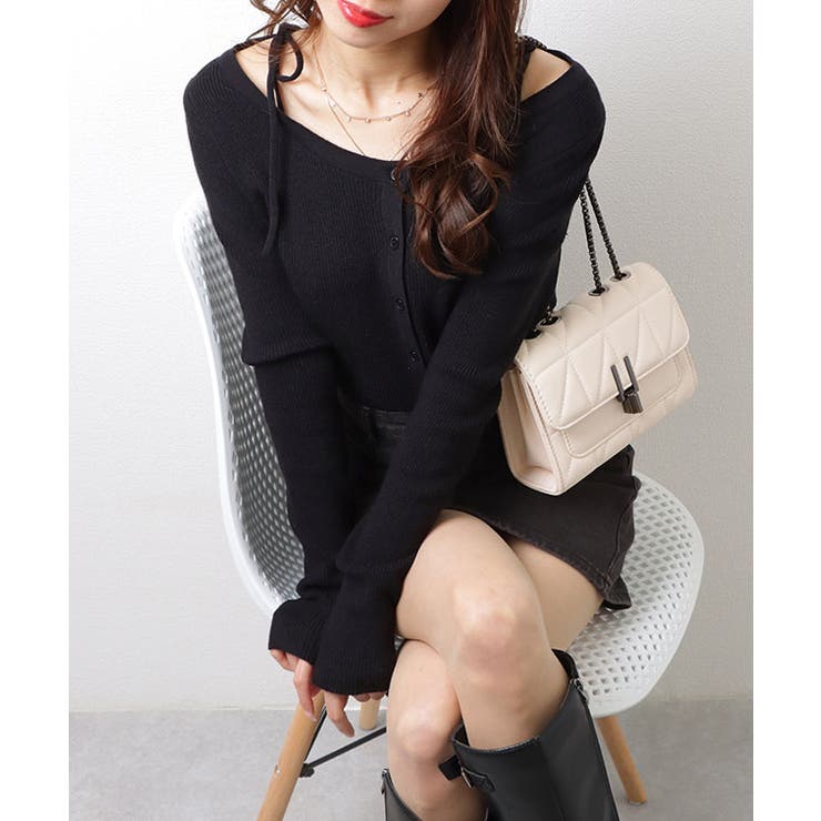 ソリッドカラー ショルダーリボン クロップド | レースレディース  | 詳細画像8 