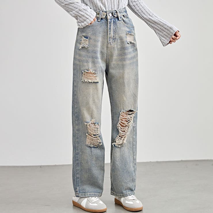 ハイウエスト セミワイド ダメージ | レースレディース  | 詳細画像1 