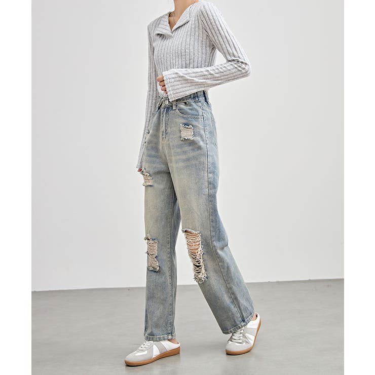 ハイウエスト セミワイド ダメージ | レースレディース  | 詳細画像8 