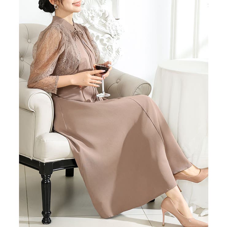 2WAYレースボレロ レディース 2WAY レースボレロ付き Aライン[品番：LCLW0007886]｜レース