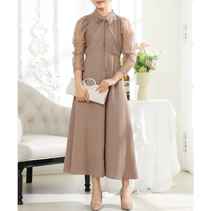 2WAY レースボレロ付き Aライン[品番：LCLW0007886]｜レース