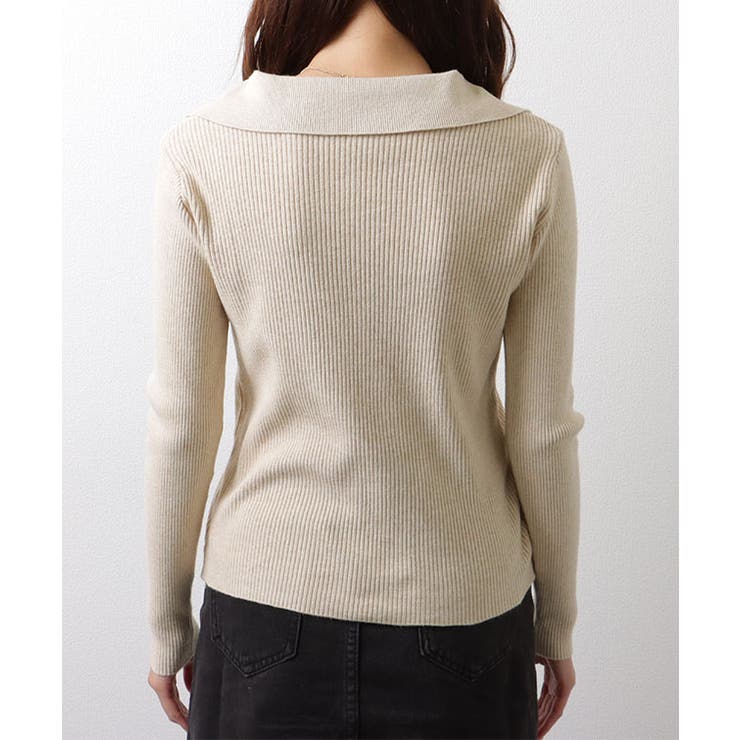 Ｖネック テーラードカラー リブニット | レースレディース  | 詳細画像14 