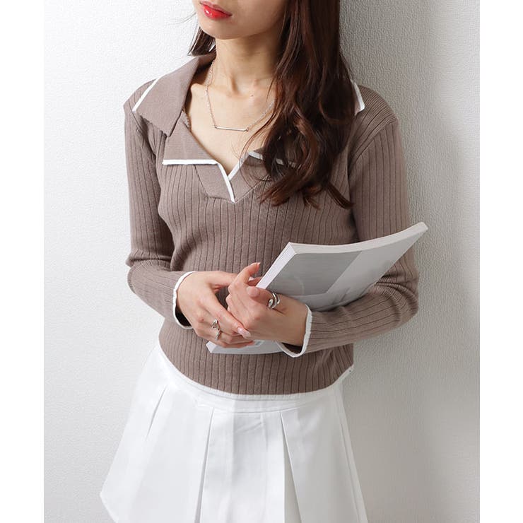 バイカラー 配色ライン Ｖネック | レースレディース  | 詳細画像10 