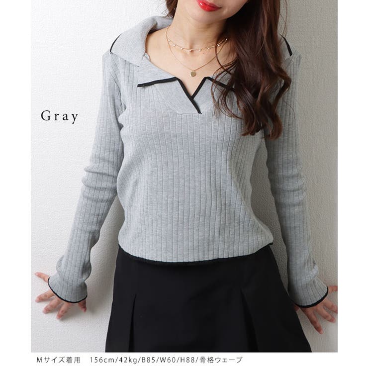 バイカラー 配色ライン Ｖネック | レースレディース  | 詳細画像12 