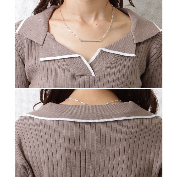 バイカラー 配色ライン Ｖネック | レースレディース  | 詳細画像18 