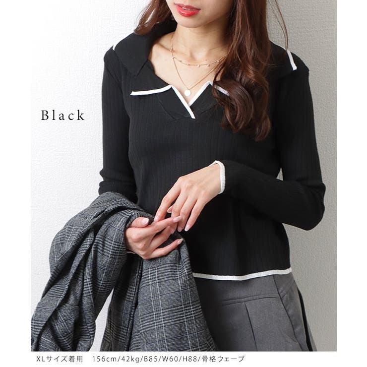 バイカラー 配色ライン Ｖネック | レースレディース  | 詳細画像3 